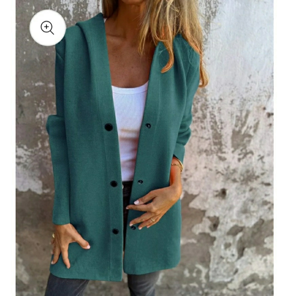 NEW!  Casual Single-Breasted Hooded Women's Jacket Coat, 3XL